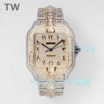 TW Factory Replica Cartier Santos Men 40MM Yellow Gold Diamond Arabic Swiss Watch